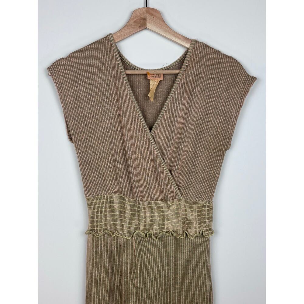 🌿 Caution to the Wind | Ribbed Knit Romper | Size M | Taupe